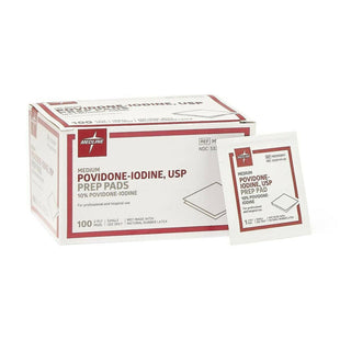 Povidone Iodine Prep Pads 100 per Box