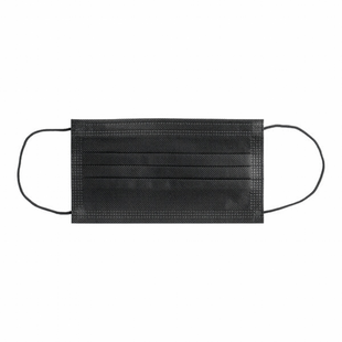 3-Ply Black Disposable Polyethylene Protective Face Mask - 50/Box