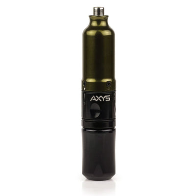 An Olive Green tattoo pen machine by Axis. Axis Valhalla tattoo machines are available at Kingpin. 