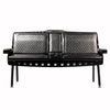 Black Comfort Before Pain Waiting Room Bench with quilted vinyl seating and built-in cup holders. 
