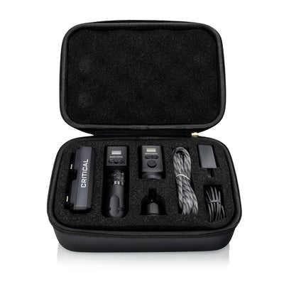 An open case of the The Bishop Power Wand Full Set tattoo machine set. 